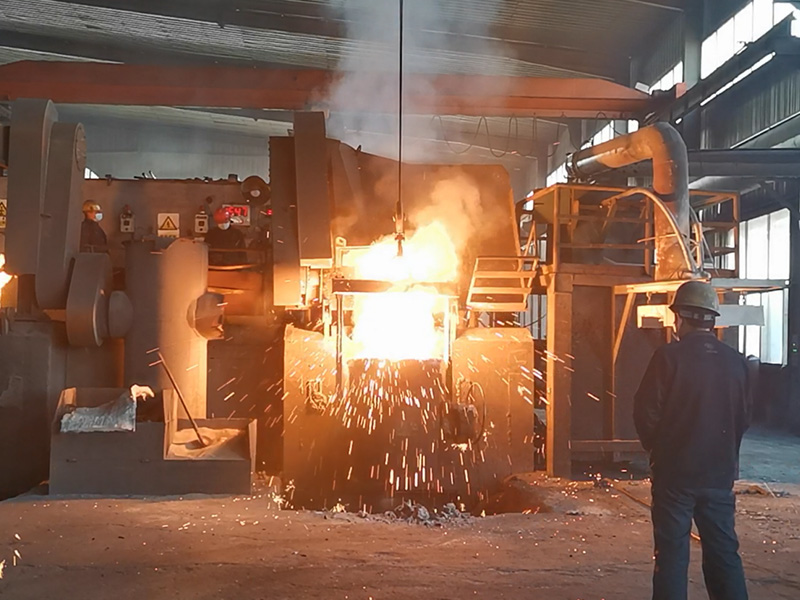 Metal melting and casting operation in foundry plant
