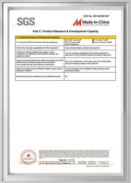 SGS after sales service system assessment report